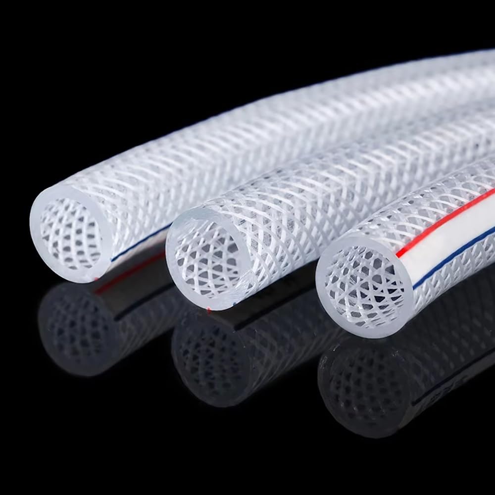 Manguera De Agua Trenzada Reforzada Con Fibra De PVC De 1m De Longitud, Tubo De Piel De Serpiente De Malla Transparente for Riego De Jardines Y Limpieza De Vehículos(32x38mm 1M)