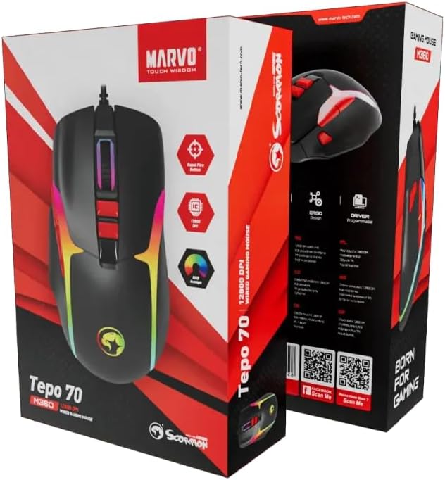 MARVO M360 Gaming Mouse retail packaging