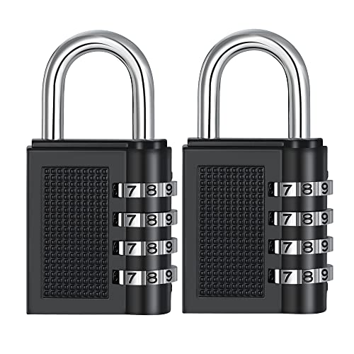 ZHEGE Combination Lock Padlock for Gym Locker, Sports, School, Outdoor, Fence and Storage (2 Pack, Black)