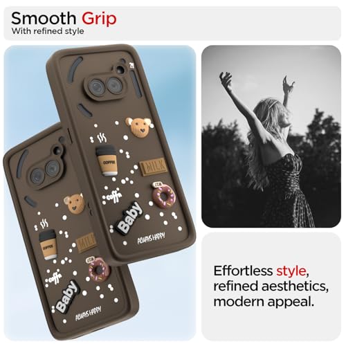 Image of Outlouders Back Cover for Nothing Phone 2A / Nothing Phone 2A Plus | 3D Cartoon Bear Cute Fun Silicone Full Body Protection Bumper Case (Brown)