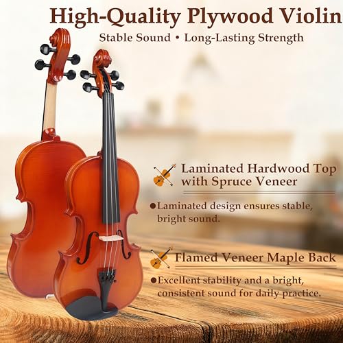 image for DIGERVY Violin 4/4 Full Size Kit for Beginners, Glossy Violin Fiddle S