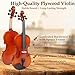 Violin 4/4 Full Size Kit for Beginners, Glossy Violin Fiddle Set for Adults, Students with Violin Case, Bow, Rosin, Fingerboard Sticker, Shoulder Rest, Extra Strings and Bridge(Plywood, Full)