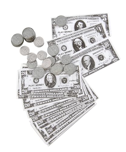 151 x 284 x 23 P\'tit Clown - 15021 - Set di Monete USA - Lotto di Banconote finte Dollaro, Pezzi Falsi - Decorazione, Accessorio Costume - Compleanno, Serate, Feste a Tema, Compleanno - Plastica e Carta