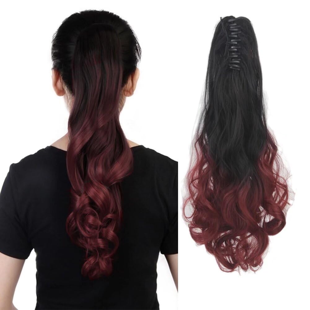 LaLuLoLi Long Wavy Synthetic Ponytail Hair Extensions Curly Claw Clip in Ponytail Hair Extensions Wig with Clip for Women Girl (24"