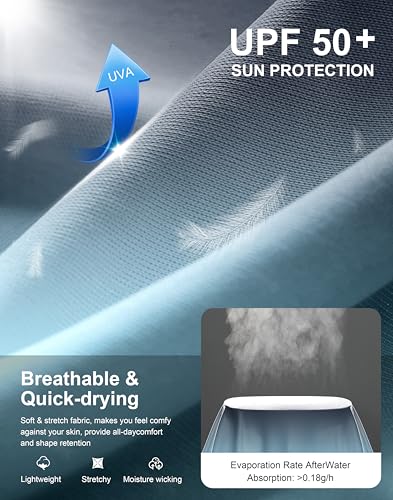 Image of Men's Sun Protection Hoodie Shirts Long Sleeve UPF 50+ Swim Shirts for Men Rash Guard Fishing Shirt Quick Dry