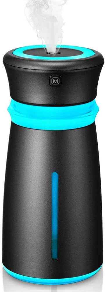 softeen Car Humidifier, Portable USB Cool Mist Humidifier, Mini Air Freshener Purifier, Essential Oil Diffuser, Aromatherapy Aroma Fragrance Humidifier for Car Office Bedroom, Auto Shut Off