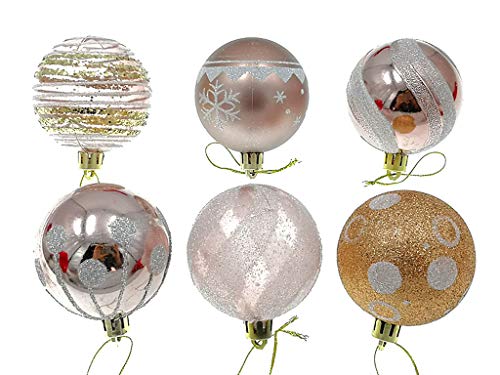 Kinteshun Christmas Ball Baubles,2.4" Shatterproof Glitter Powder Painting Hang Balls Pendant For Xmas Tree Decoration(24Pcs,Rose Gold) #TOP3