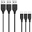 Anker [3-Pack] Powerline Micro USB (3ft) - Charging Cable for Samsung, Nexus, LG, Android Smartphones and More (Black)