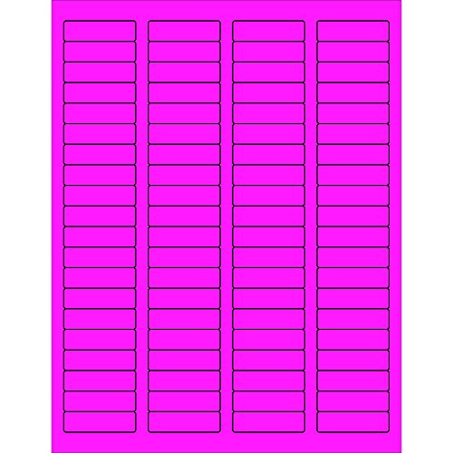 Tape Logic 1 3/4' x 1/2' Fluorescent Pink Return Address Labels, for Laser & Inkjet Printers, Permanent Adhesive, 8 1/2' x 11' Sheet, 80 Labels Per Sheet, 100 Sheets