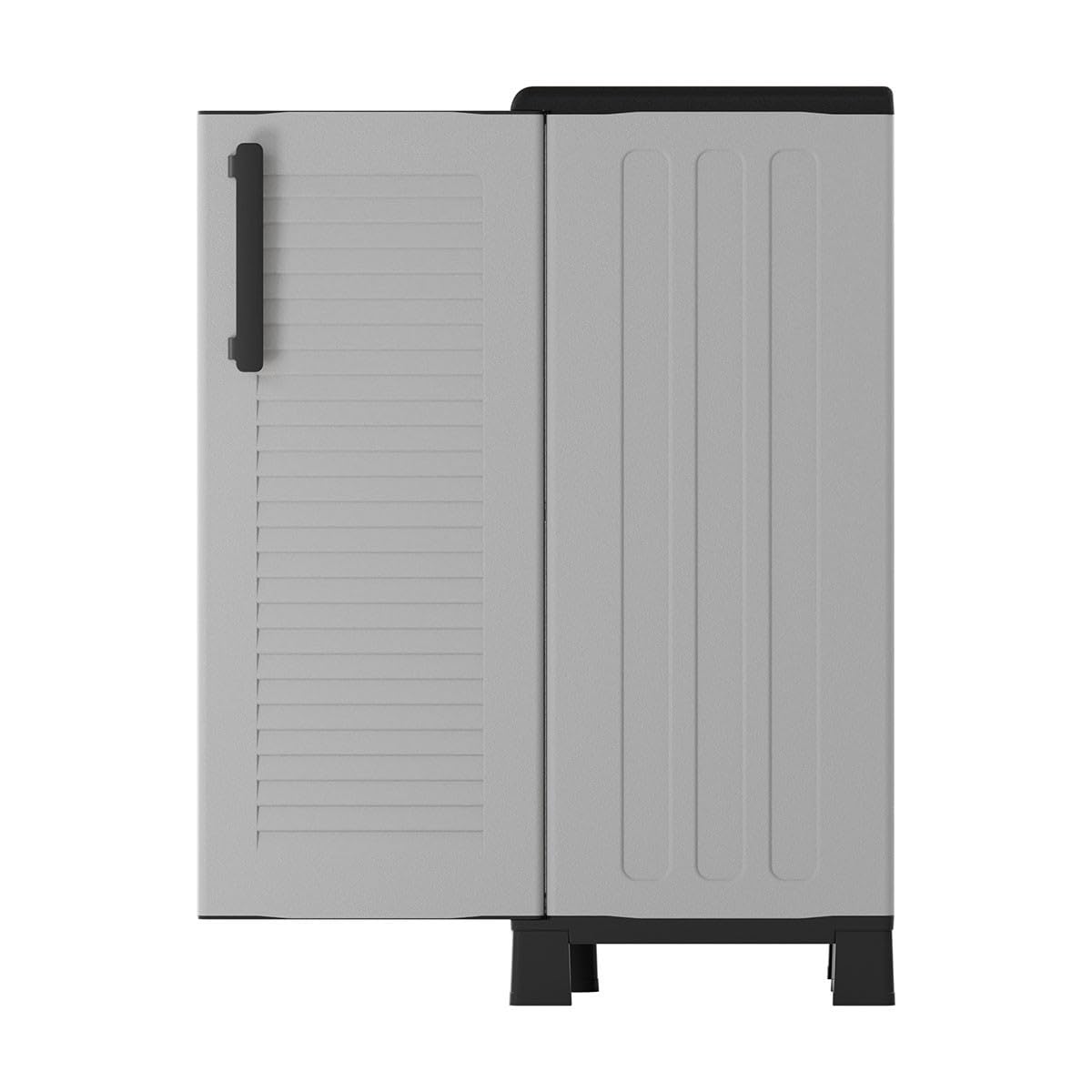 INTEC - Armoire Basse Rangement Polypropylène 100% Recyclé Fabriqué en Italie | Gris 68x37x90 cm | Meuble Compact, Robuste, Résistant à l'Humidité & Intempéries
