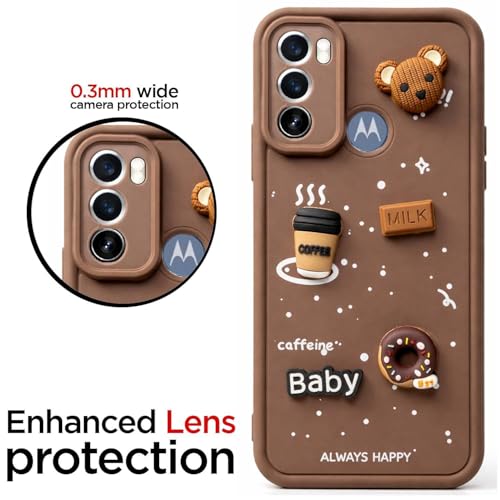 Image of Bintage Ball Bear| Donut| Milk Cake| Baby| Coffee Rubber Case Camera Protection Back Cover Compatible for Motorola G40 Fusion - Brown