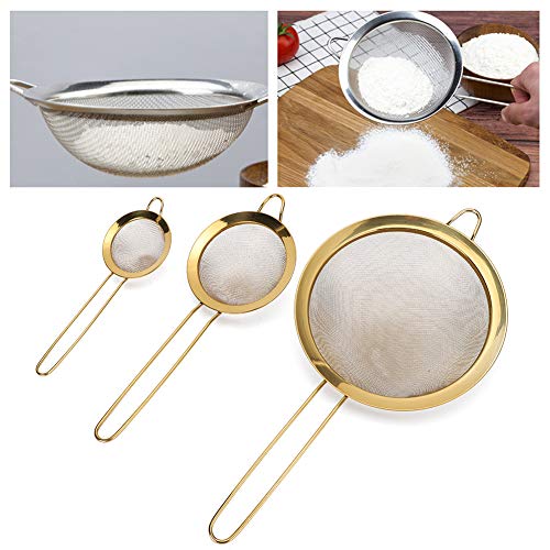 Colher de Escumadeira de Gordura de Aço Inoxidável, Colher de Escumadeira de Malha Fina com Cabo Lon