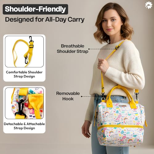 Image of StarAndDaisy Baby Bag for Mothers Travel /Diaper Bags for Mom with Insulated Compartment /Diaper Bag for Mothers for Travel & Multiple Pockets, 12L Capacity- Unicorn Print