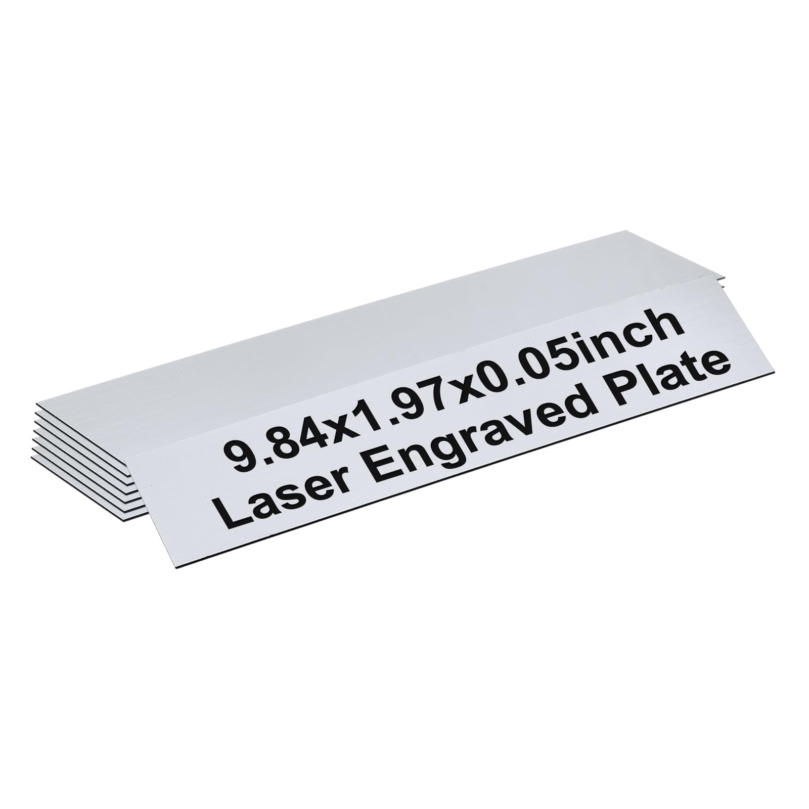 PATIKIL Blank Name Plates, 9.84x1.97" Engraved Name Plates Name Plate Personalized Custom Door Signs Desk Tags for Office Classroom, Brushed Silver with Black Letter, 8 Pcs