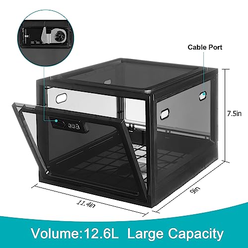 Image of Lalifebuss Combination Lock Boxes for Personal Items, Lockable Storage Box for Office Locker /School /Medicine /Snacks /Phone Jail /Electronic /Home (1 Pack /Black)