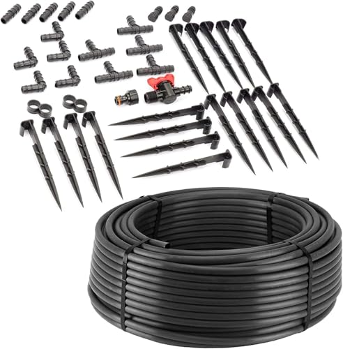 Tropfrohr 16 mm 50m (40tlg) mit Druckkompensation + Zubehör Tropfschlauch Tropfbewässerung Bewässerungsschlauch PE-Tropfrohr Garten (50m)