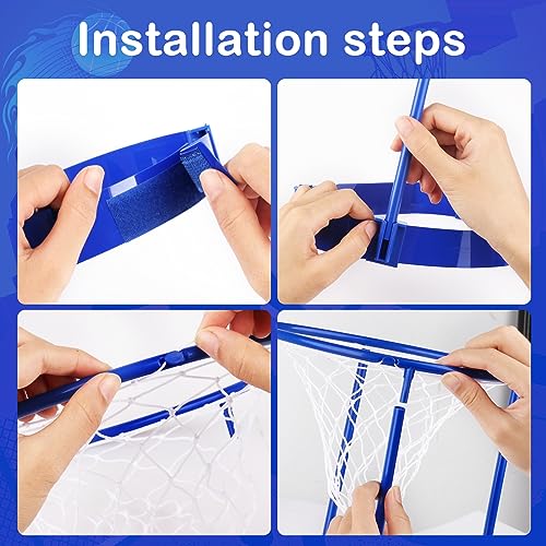 Image of 2 Pack Head Hoop Basketball Party Game for Kids and Adults Carnival Game Adjustable Basket Net Headband with 20 Balls for Carnival Party Birthday Party Family Indoor Outdoor Game (Red + Blue)