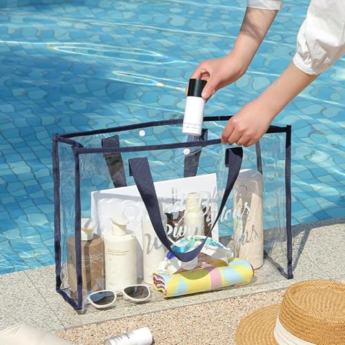 Transparent Beach Bag - PVC See Through Tote Bag | Waterproof Big Clear Bag, Clear Beach Bag, Pvc Clear Carry Bag, Long2
