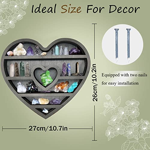 Wooden Moon Shelf, Durable Pine Floating Shelves Engraved Moon Design Shelf For Crystal Essential Oil Display Home Decor-Heart05 #TOP1