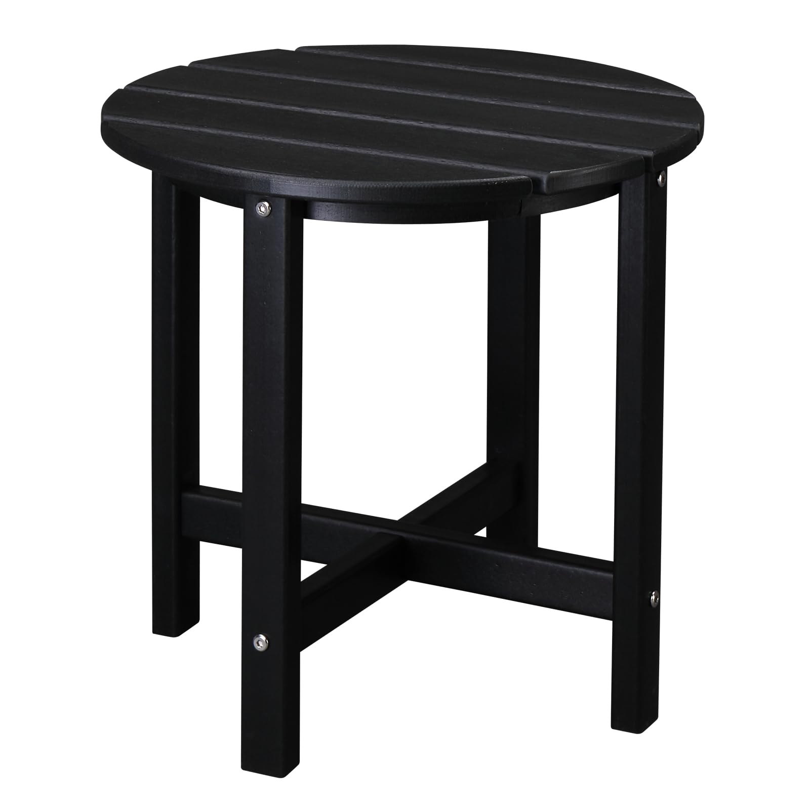 Outopee Garden Side Table, Outdoor Single Layer Round HDPE Side Table for Patio, Deck, Balcony, Backyard and Poolside, 46×46×46cm, Black
