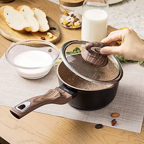 Ecowin 1 1/2 quart Nonstick Saucepan with Lid and Pour Spout, Saucier Pot Induction compatible, Stable handle, Free of APEO PFOA, Gift Package, Very Easy to clean - Thumbnail 6