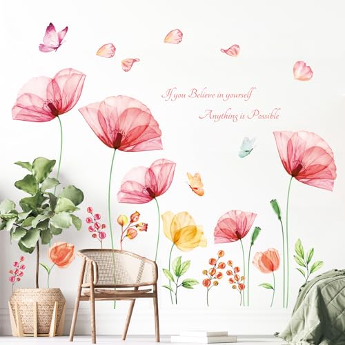 Vinilos Decorativos Flores Acuarela Pink DECOWALL miniatura 3