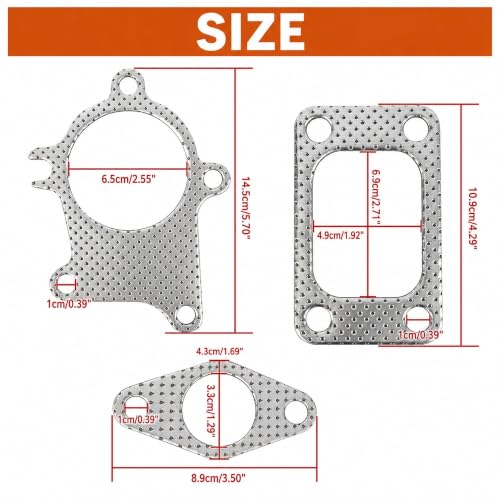 Image of PSLER 3Pcs Turbo Discharge Gasket Kit 38mm 5 Bolt Downpipe T3 T4 Turbo | Ensures secure downpipe sealing,Optimal exhaust flow,Design fits T3 /T4 turbos