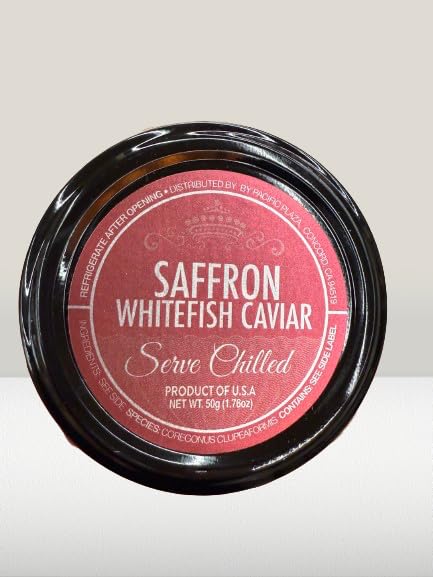 Premium Saffron Whitefish Caviar – Kosher, Wild-Caught, Ready to Eat – 1.76 oz Glass Jars (Pack of 3)