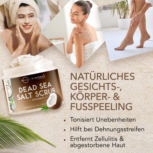 Körperpeeling Salt Body Scrub Peeling Gesicht Peeling Körper Coconut mit Vanilla Feuchtigkeitsspendend Eingewachsene Haare Körner Totes Meer Salz Dead Skin removal Frauen Männer 500g – Bild 3