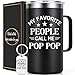 Lifecapido Pop Pop Father's Day Gifts, My Favorite People Call Me Pop Pop 20oz Insulated Coffee Mug with Key Chain, Pop Pop Gifts, Father's Day Gift for Grandpa, Black