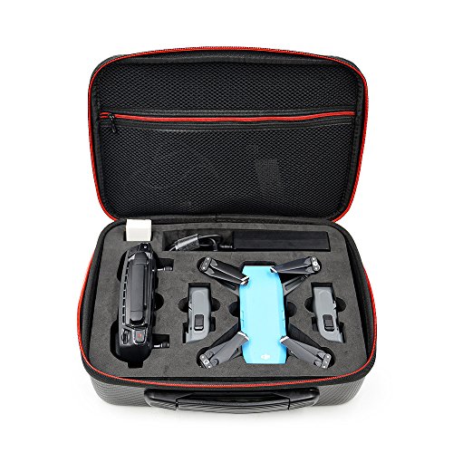 imusk de poche fibre de carbone sac à main Drone Batterie de stockage Box pour DJI Spark Drone Case Noir