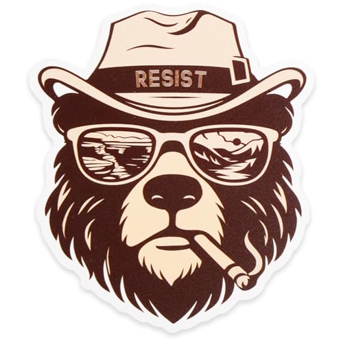 4pcs Bear Stickers, Funny Resist Bear Bumper Stickers for Car Truck Motorbike Helmet Water Bottle Laptop Nature Lovers Gift Fit Women Men