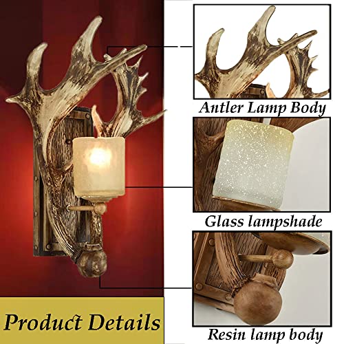 Furuijy Nordic Industrial Style Livingroom Wall Sconces, Retro Antler Dining Bedroom Bedside Lamp Lighting, Aisle Creative Deer Head Decorative Lights,For Kitchen Island/Home Decor,E27, Antique Color #TOP5
