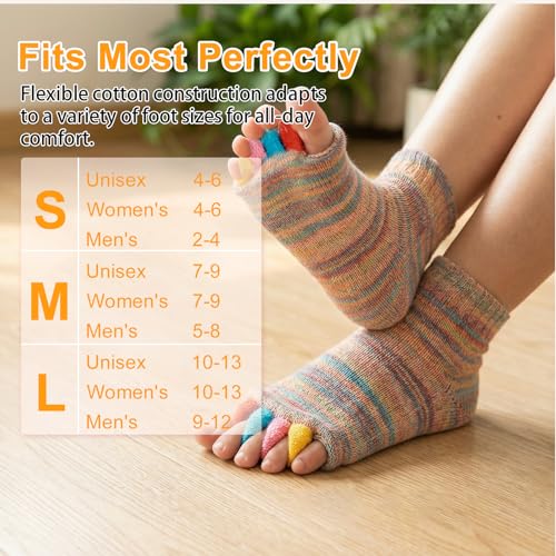 Image of Happy Feet Toe Alignment Separator Socks, Prevent Foot Cramps and hammertoes, Toe Separator Massage Socks