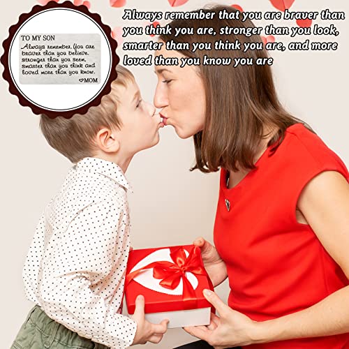 Plwelth Son Engraved Wallet Card From Mom Stainless Steel Men Boys Teen Inspirational Message Wallet Insert Card Son Gift Birthday Graduation Christmas Coming Of Age Gift #TOP2