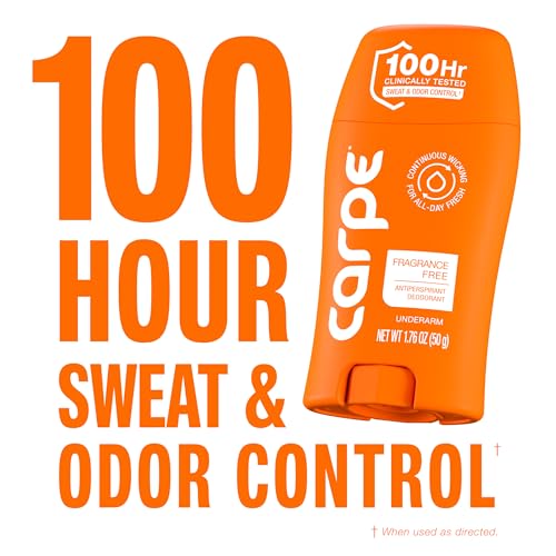 Image of Carpe Underarm Antiperspirant Deodorant for Men and Women - 100 Hour Sweat & Odor Control - Antiperspirant Deodorant for Sensitive Skin - Fragrance Free - 3 Pack
