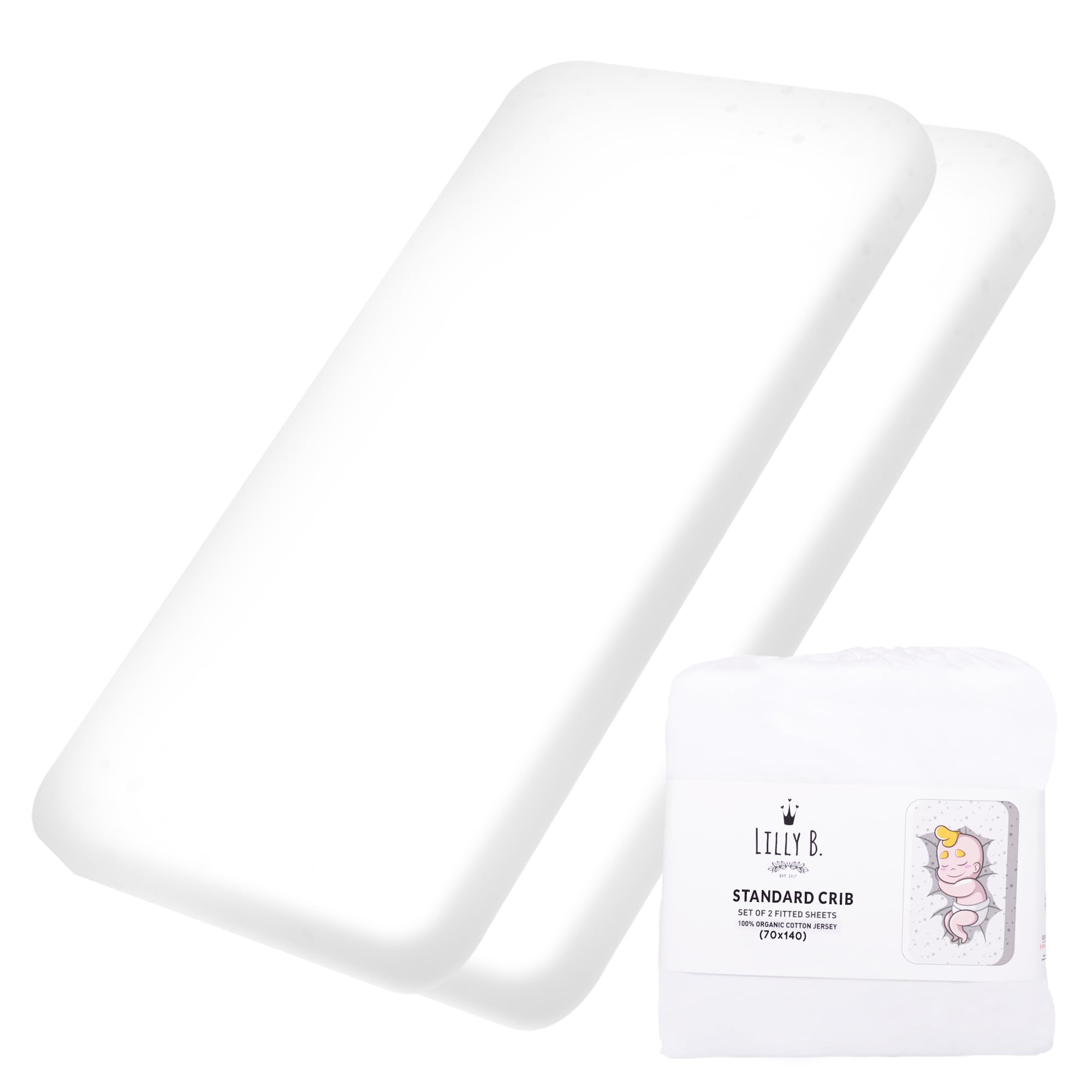Lilly Belly, Cot Bed Sheets, Pure Comfort 100% Organic Cotton Cot Sheets 140 x 70 Fitted, Ultra-Soft Sheets 140 x 70 Fitted