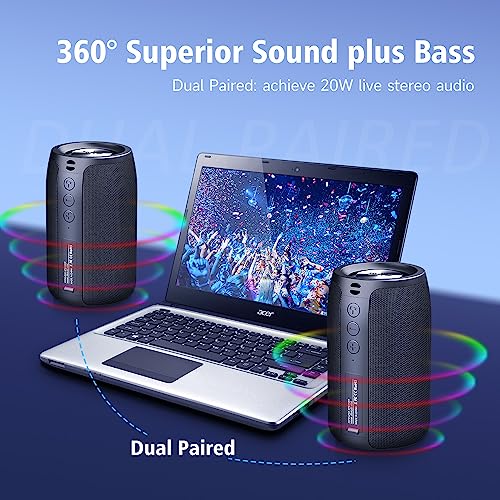 Zealot Portable Bluetooth Speakers, Waterproof Speaker Ipx5, Mini Wireless Speaker, S32 Upto 12H Playtime, Stereo Pairing, Mic/Tf Card/Usb/Aux For Home/Outdoor Competible For Ios Andriod Black #TOP2
