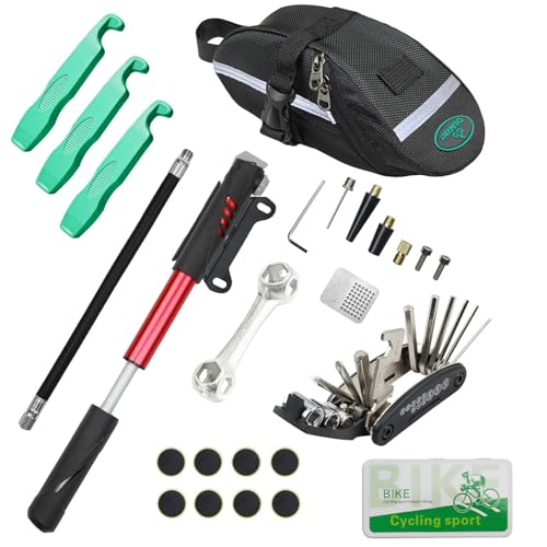 CHUMXINY Bike Repair Kit 16-in-1 Bike Repair Tool 120Psi Mini Bicycle Pump Tire Patch Kit for Mountain and Road Bikes