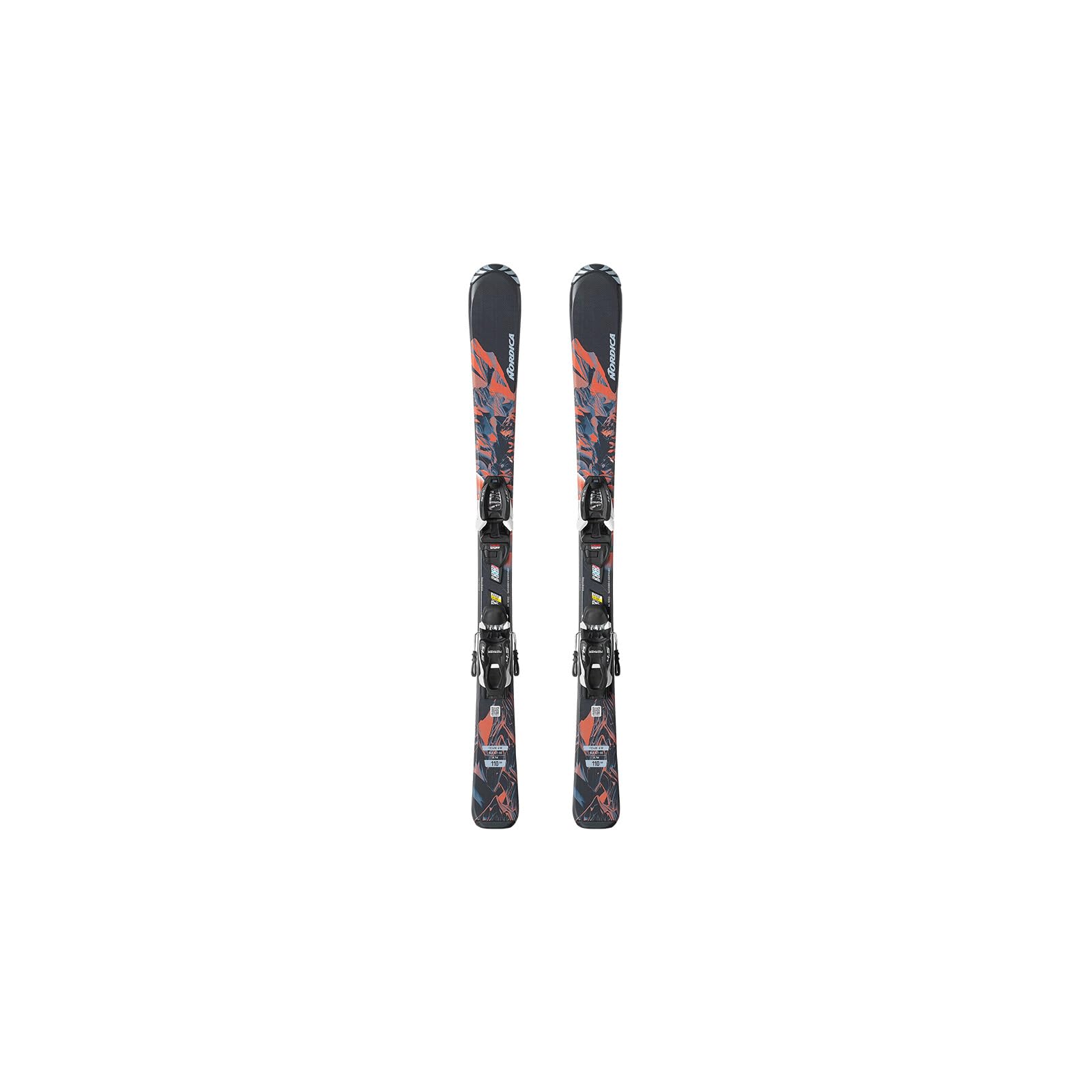 Nordica Team AM Kids All Mountain Skis, Black / Red / Blue, 130cm w/ JR 7.0 FDT Bindings