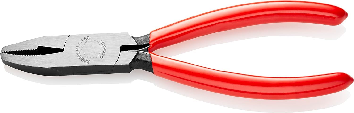 KNIPEX Pinza per Vetrai - con Becchi Curvati Bonderizzata Nera, Rivestiti in Resina Sintetica 160 Mm 91 71 160