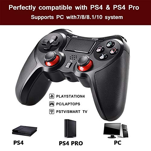Wireless Bluetooth Gamepads Controller for ps4/ps4 pro with Touchpad Function,Game Joystick with Dual Shock Vibration and Trigger Buttons for Playstation 4 Windows System (Black)