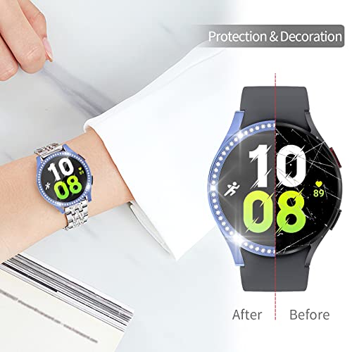 [6-Pack] Richone Compatible With Samsung Galaxy Watch 5/Galaxy Watch 4 40Mm Screen Protector Case, Bling Diamonds All-Around Protective Soft Cover Accessories (6 Colors, Galaxy Watch 5/4 40Mm) #TOP2