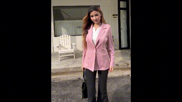 Genhoo Women's Blazer Solid Stretch Long Sleeve One Button Work