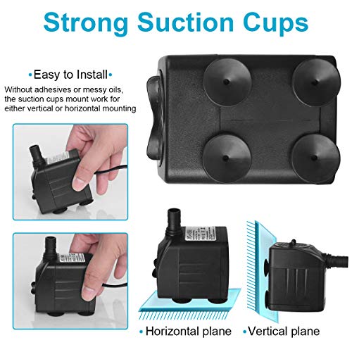 flintronic Wasserpumpe, 12 LED Aquariumpumpe mit 4 Wechselnden Farben 2 Düsen, 15W / 1.5m Teichpumpe für Aquarium, Teich, Brunnen, Haustiere, Garten Keine Geräusch