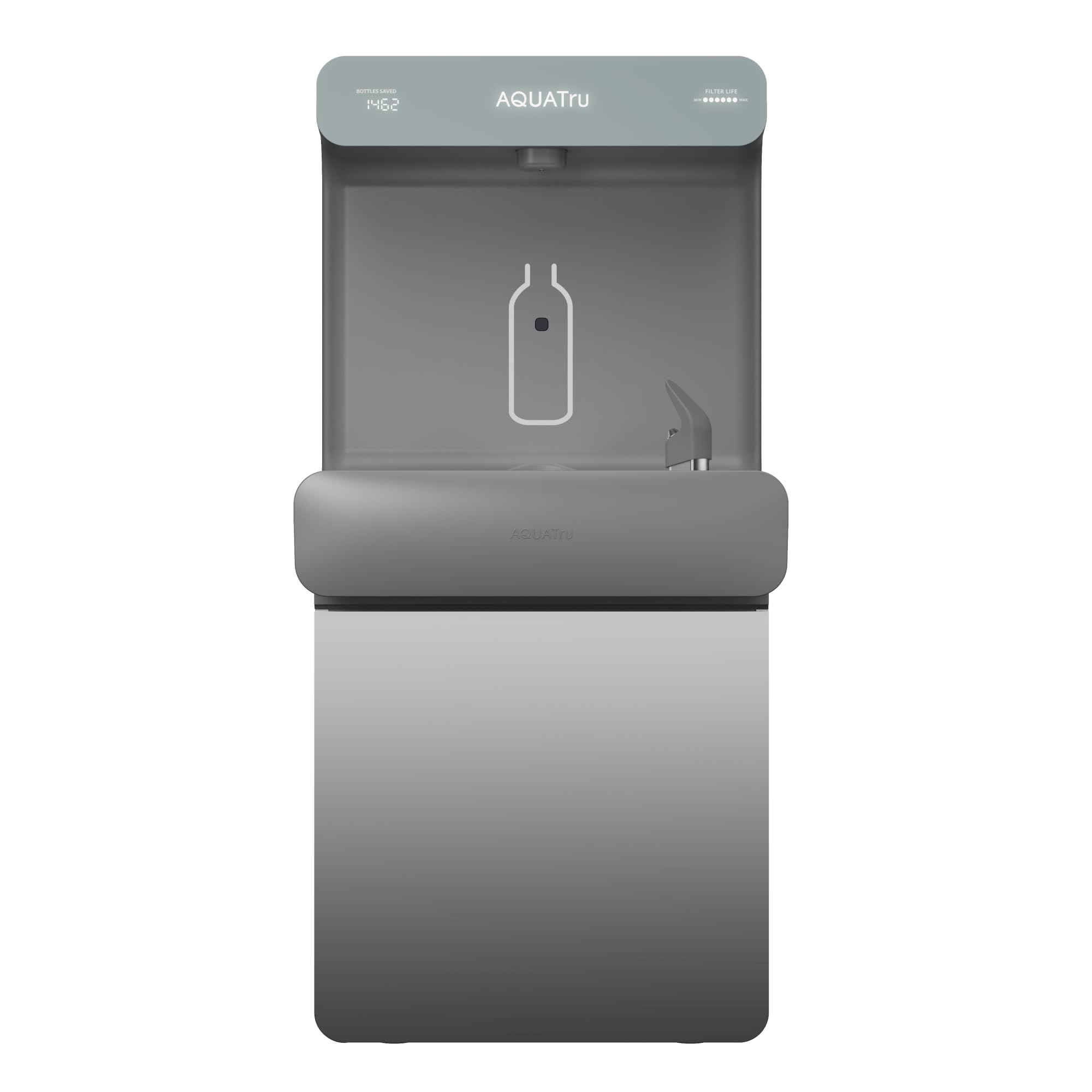 AquaTru Pro On-Wall Commercial Water Station with Bubbler | Wall Mount Bottle Filler & Drinking Fountain | NSF-Certified Filtration | 9.5 GPH Cooling Capacity | Touch-Free Refrigerated Dispenser
