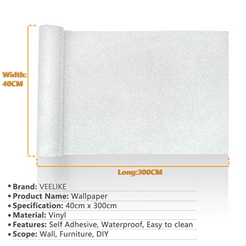 VEELIKE Carta Adesiva Argento Glitterata Pellicola...