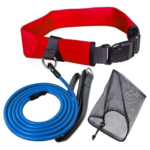 UCEDER Swim Tether Stationary Swimming,Swim Resistance Belt, Swim Bungee Training Belt, Pool Swim Trainer Belt Harness,Great for Swim Training & Exercise (Red)
