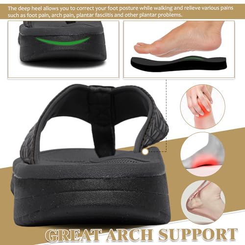 Flip Flop for Men Lightweight Summer Beach Sandals with Arch Support Comfortable Waterproof Non-Slip Sole Cushion Slip on Slippers Indoor Outdoor3