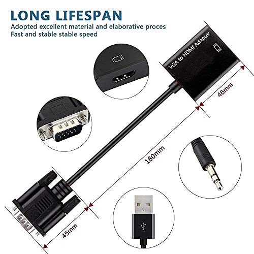 Image of SANCY VGA to HDMI Converter Adapter with Audio - VGA Input to HDMI Output Cable